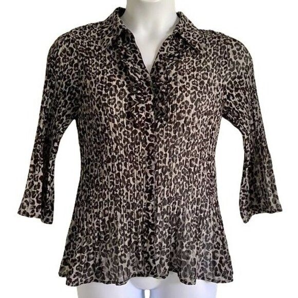 Fashion Bug Animal Print Top with Bell Sleeves Medium - Picture 1 of 9